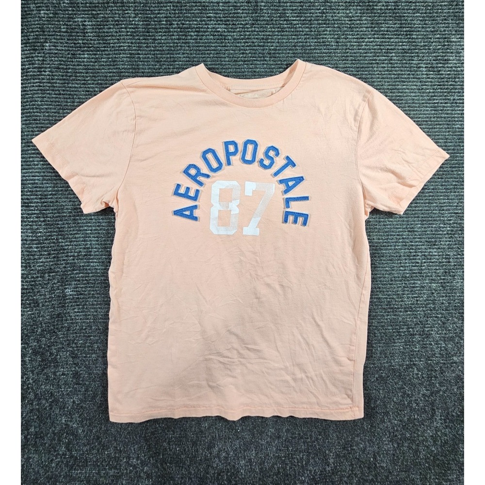 Aeropostale 87 Arch Appliqué Graphic Tee Mens Medium Pink Short Sleeve Crewneck